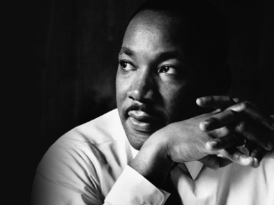 Martin Luther King Jr. close-up speaking headshot